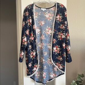 Mauve Cardigan Small Floral Navy Pink White